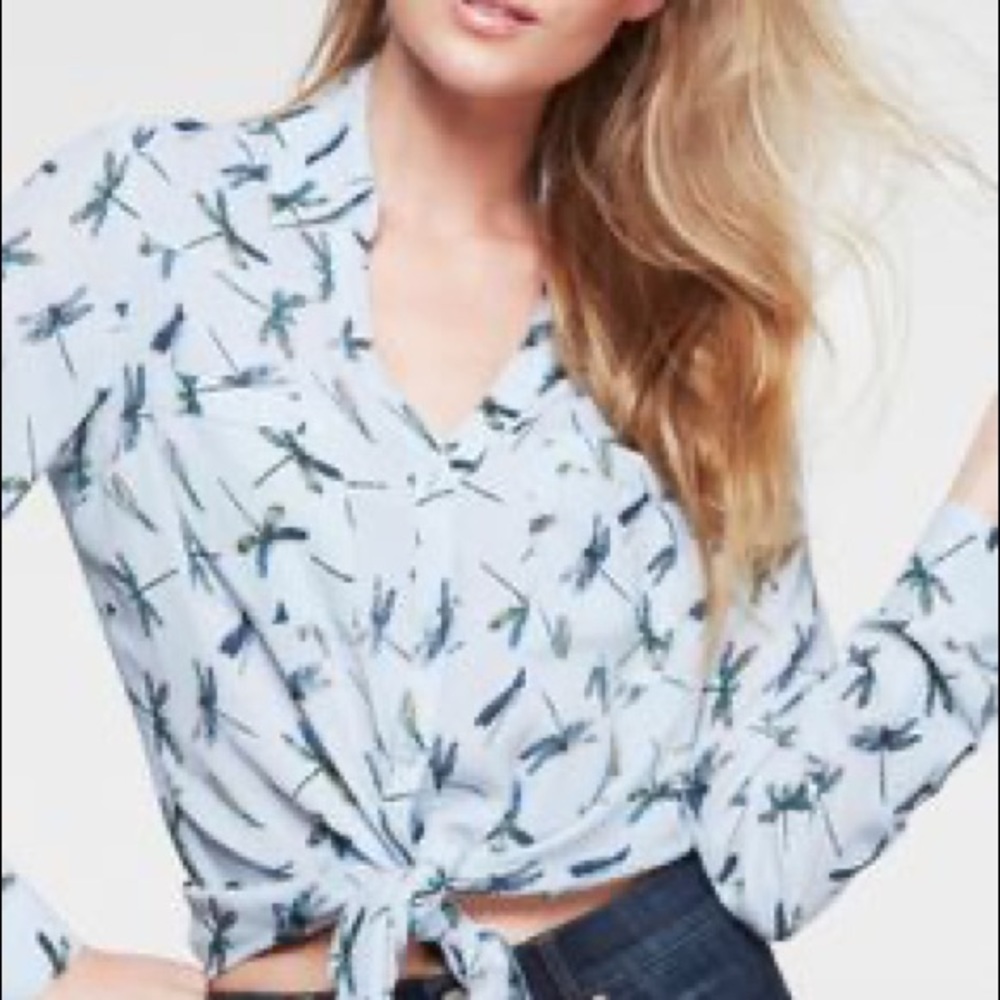 EXPRESS | Portofino Dragonfly Career Blouse S NWT - Picture 2 of 5